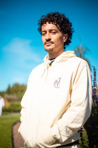 MT  Ivory  Hoodie ~ Embroidered