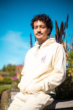 MT  Ivory  Hoodie ~ Embroidered