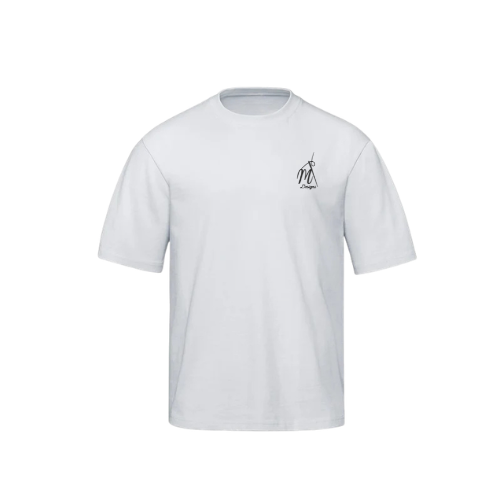 MT White Heavyweight Drop Shoulder T-Shirt ~ Embroidered